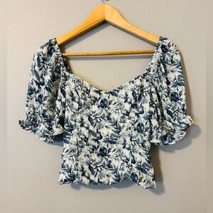 Abercrombie & Fitch Floral Puff Sleeve Crop Top Size Sm